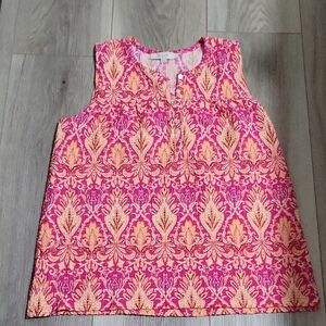 LOFT Pink and Orange Patterned Blouse